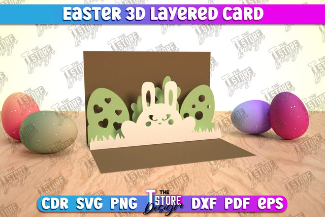 3d Easter pop up card SVG design, Happy Easter svg, Greeting Card svg design SVG The T Store Design 