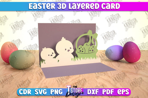 3d Easter pop up card SVG design, Happy Easter svg, Greeting Card svg design SVG The T Store Design 