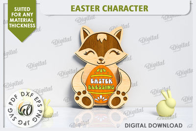 3D Easter Raccoon Laser Cut. Easter Decor. Cute Easter SVG SVG Evgenyia Guschina 