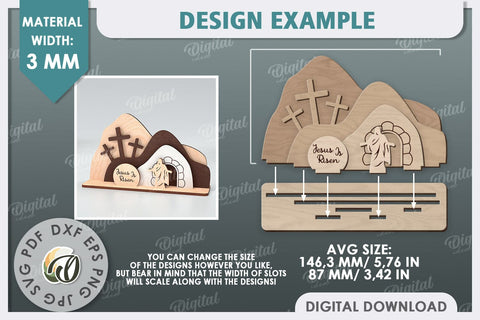 3D Easter Scene Laser Cut Bundle. Easter Decor SVG SVG Evgenyia Guschina 