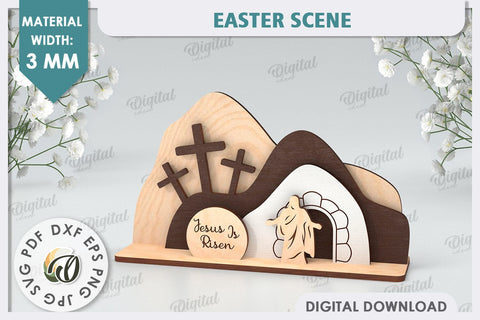 3D Easter Scene Laser Cut Bundle. Easter Decor SVG SVG Evgenyia Guschina 
