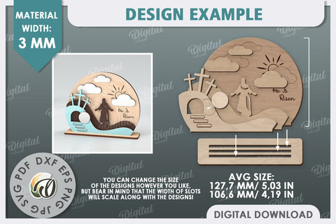 3D Easter Scene Laser Cut. Religious Easter Decor SVG SVG Evgenyia Guschina 