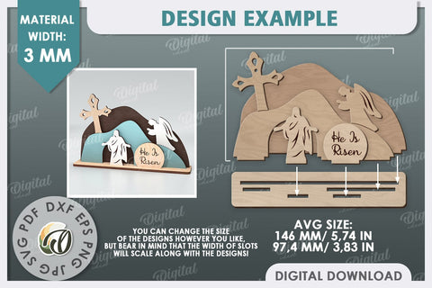 3D Easter Scene Laser Cut. Religious Easter Decor SVG SVG Evgenyia Guschina 