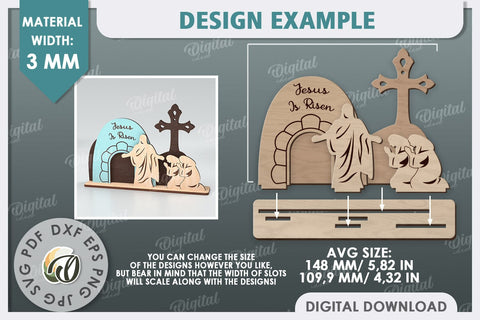 3D Easter Scene Laser Cut. Religious Easter Decor SVG SVG Evgenyia Guschina 