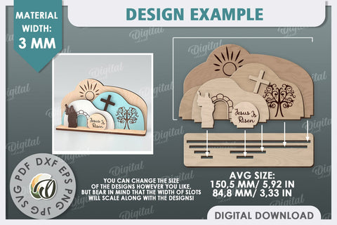 3D Easter Scene Laser Cut. Religious Easter Decor SVG SVG Evgenyia Guschina 