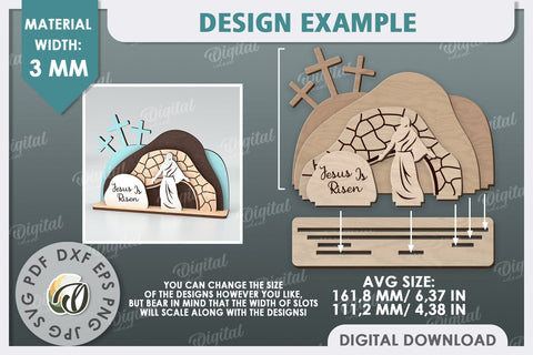 3D Easter Scene Laser Cut. Religious Easter Decor SVG SVG Evgenyia Guschina 