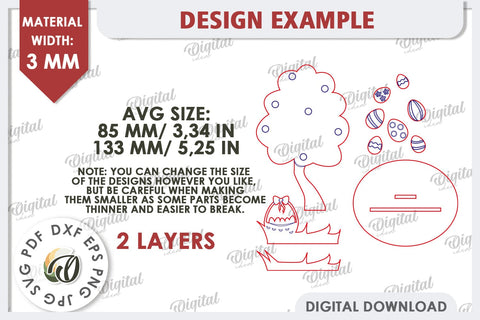 3D Easter Tree Laser Cut. Easter Stand. Easter Decor SVG SVG Evgenyia Guschina 