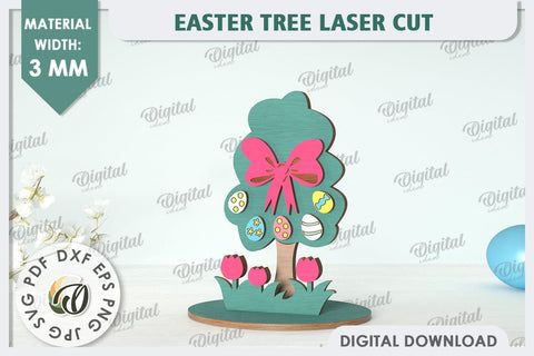 3D Easter Tree Laser Cut. Easter Stand. Easter Decor SVG SVG Evgenyia Guschina 