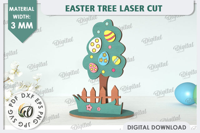 3D Easter Tree Laser Cut. Easter Stand. Easter Decor SVG SVG Evgenyia Guschina 