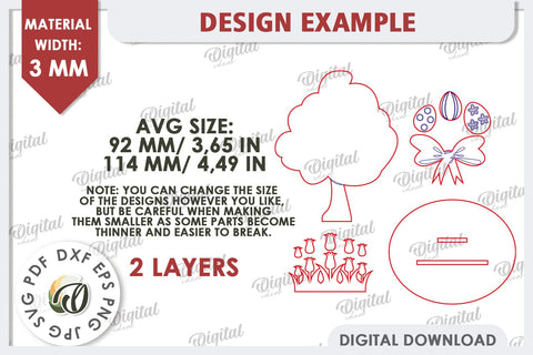 3D Easter Tree Laser Cut. Easter Stand. Easter Decor SVG SVG Evgenyia Guschina 