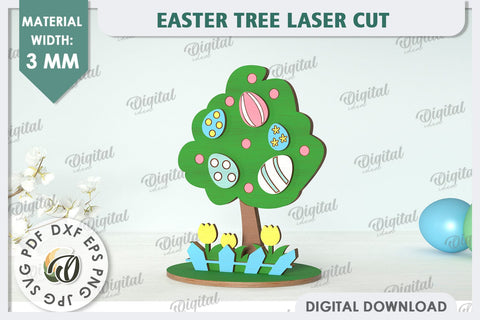3D Easter Tree Laser Cut. Easter Stand. Easter Decor SVG SVG Evgenyia Guschina 