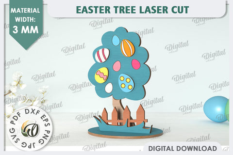 3D Easter Tree Laser Cut. Easter Stand. Easter Decor SVG SVG Evgenyia Guschina 
