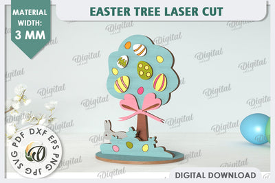 3D Easter Tree Laser Cut. Easter Stand. Easter Decor SVG SVG Evgenyia Guschina 
