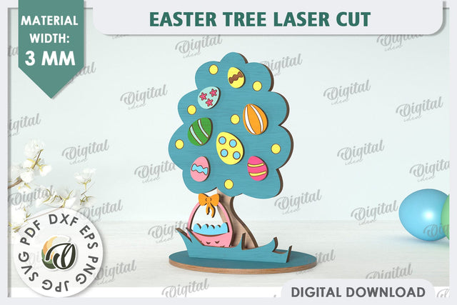 3D Easter Tree Laser Cut. Easter Stand. Easter Decor SVG SVG Evgenyia Guschina 