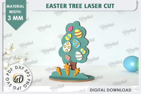 3D Easter Tree Laser Cut. Easter Stand. Easter Decor SVG SVG Evgenyia Guschina 
