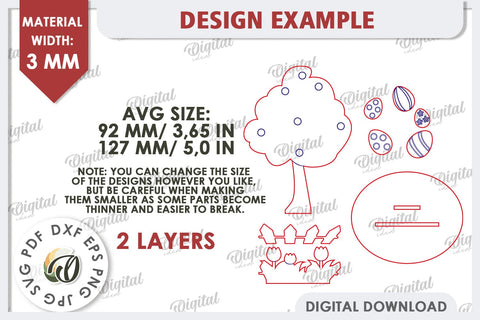 3D Easter Tree Laser Cut. Easter Stand. Easter Decor SVG SVG Evgenyia Guschina 