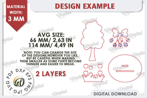 3D Easter Tree Laser Cut. Easter Stand. Easter Decor SVG SVG Evgenyia Guschina 