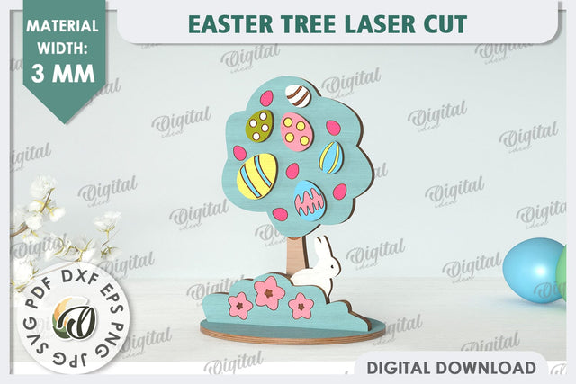 3D Easter Tree Laser Cut. Easter Stand. Easter Decor SVG SVG Evgenyia Guschina 