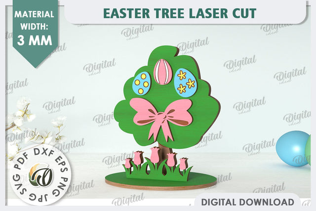 3D Easter Tree Laser Cut. Easter Stand. Easter Decor SVG SVG Evgenyia Guschina 