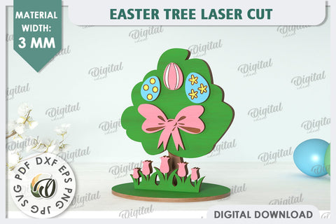 3D Easter Tree Laser Cut. Easter Stand. Easter Decor SVG SVG Evgenyia Guschina 