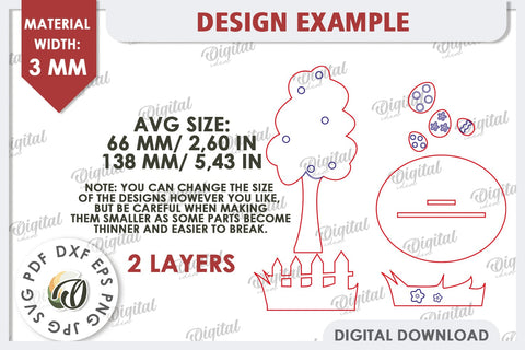 3D Easter Tree Laser Cut. Easter Stand. Easter Decor SVG SVG Evgenyia Guschina 