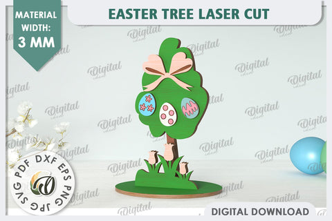 3D Easter Trees Laser Cut Bundle. Easter Stand. Easter Decor SVG Evgenyia Guschina 