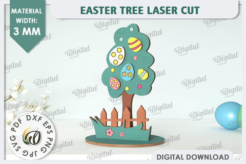 3D Easter Trees Laser Cut Bundle. Easter Stand. Easter Decor SVG Evgenyia Guschina 