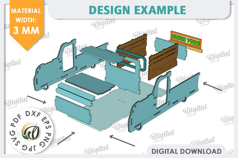 3D Easter Truck Laser Cut. 3D Pickup Truck SVG SVG Evgenyia Guschina 