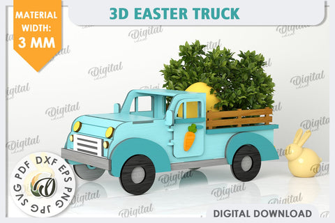 3D Easter Truck Laser Cut. 3D Pickup Truck SVG SVG Evgenyia Guschina 