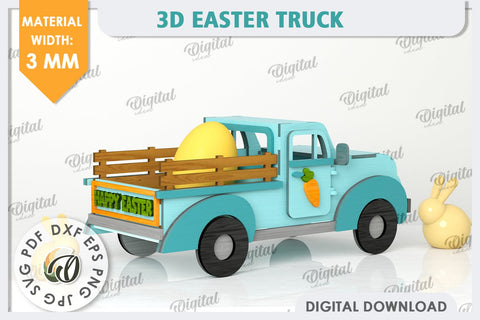 3D Easter Truck Laser Cut. 3D Pickup Truck SVG SVG Evgenyia Guschina 