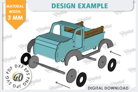 3D Easter Truck Laser Cut. 3D Pickup Truck SVG SVG Evgenyia Guschina 