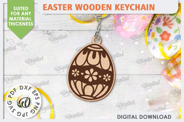 3D Easter Wooden Keychain Laser Cut. Easter Egg SVG SVG Evgenyia Guschina 