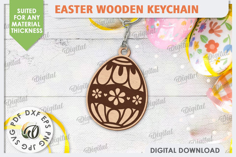 3D Easter Wooden Keychain Laser Cut. Easter Egg SVG SVG Evgenyia Guschina 