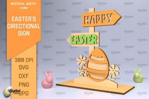 3D Easter's Directional Sign Laser Cut Bundle SVG Evgenyia Guschina 