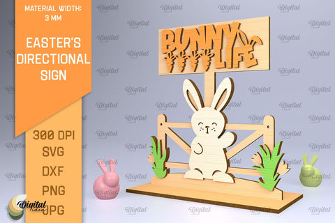 3D Easter's Directional Sign Laser Cut Bundle SVG Evgenyia Guschina 