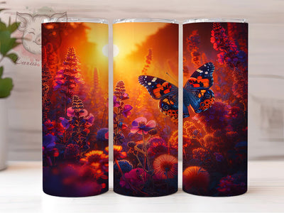 3D Elegant Floral Butterfly Tumbler, Floral Tumbler Design, Elegant Butterfly Wrap, Whimsical Floral Wrap, Artistic 3D Wrap, Sublimation Design, Trendy Gift Idea Sublimation Lara' s Designs 