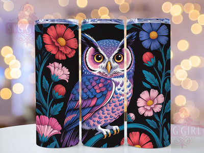 3D Elegant Floral Owl Tumbler, Floral Owl Tumbler, Elegant Owl Wrap, Whimsical Floral Wrap, Artistic 3D Wrap, Sublimation Design, Trendy Gift Idea Sublimation SvggirlplusArt 