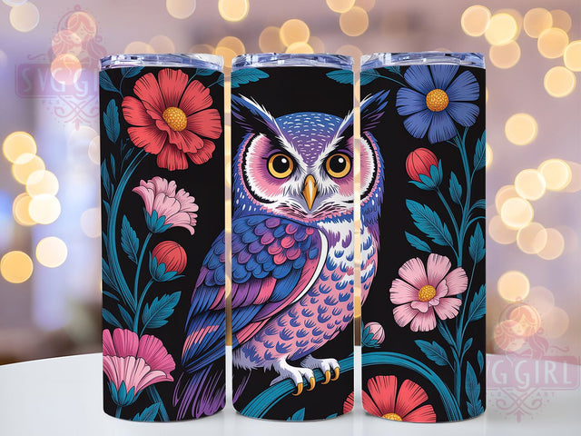 3D Elegant Floral Owl Tumbler, Floral Owl Tumbler, Elegant Owl Wrap, Whimsical Floral Wrap, Artistic 3D Wrap, Sublimation Design, Trendy Gift Idea Sublimation SvggirlplusArt 