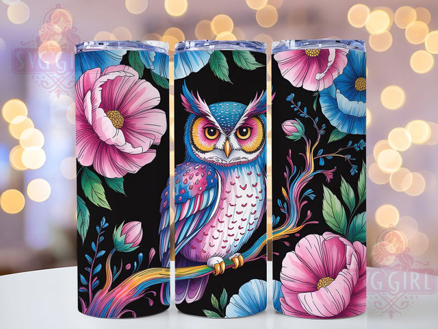 3D Elegant Floral Owl Tumbler, Floral Owl Tumbler, Elegant Owl Wrap, Whimsical Floral Wrap, Artistic 3D Wrap, Sublimation Design, Trendy Gift Idea Sublimation SvggirlplusArt 
