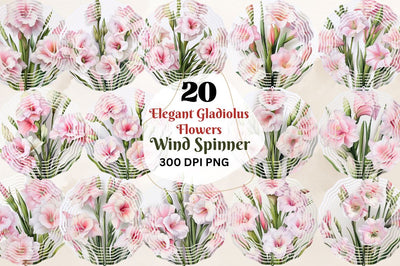3D Elegant Gladiolus Flowers Wind Spinner Bundle Sublimation Regulrcrative 