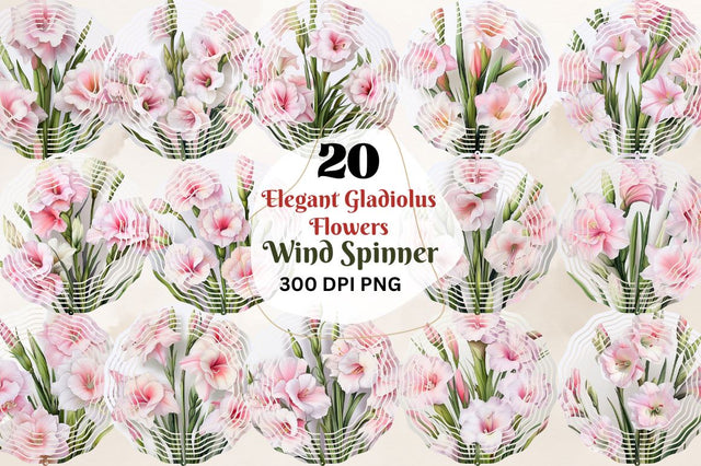 3D Elegant Gladiolus Flowers Wind Spinner Bundle Sublimation Regulrcrative 