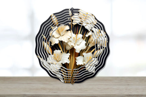 3D Elegant Golden And Black Gladiolus Wind Spinner Bundle Sublimation Regulrcrative 