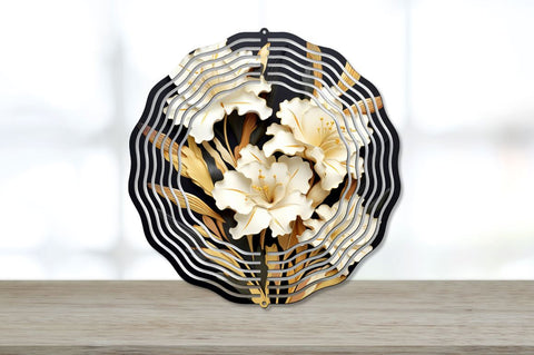 3D Elegant Golden And Black Gladiolus Wind Spinner Bundle Sublimation Regulrcrative 