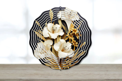 3D Elegant Golden And Black Gladiolus Wind Spinner Bundle Sublimation Regulrcrative 