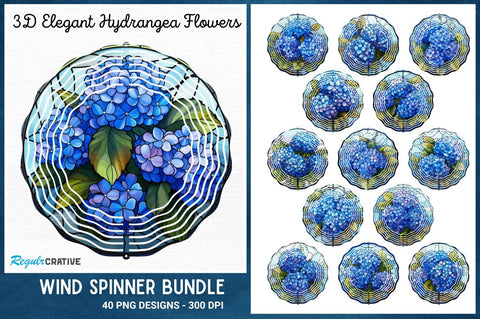 3D Elegant Hydrangea Flowers Wind Spinner Sublimation Sublimation Regulrcrative 