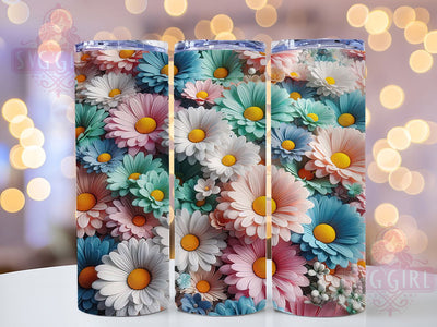 3D Elegant Pastel Floral Tumbler, Seamless Flower Tumbler, Soft Blossom Wrap, Elegant Pastel Wrap, Gentle Floral Wrap, Sublimation Design, Trendy Gift Idea Sublimation SvggirlplusArt 