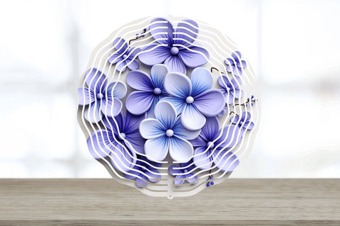 3D Elegant Periwinkle Flowers Wind Spinner Sublimation Regulrcrative 