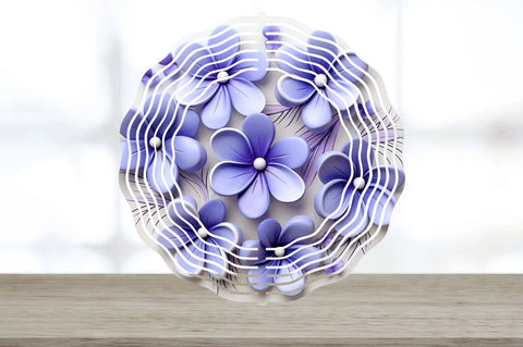 3D Elegant Periwinkle Flowers Wind Spinner Sublimation Regulrcrative 