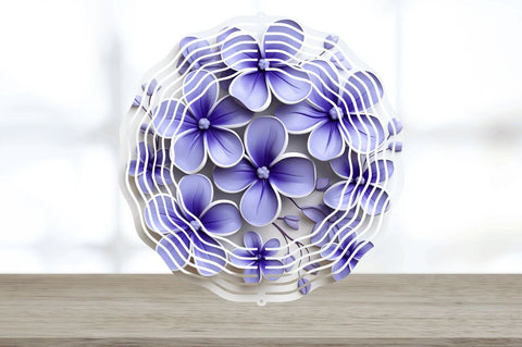 3D Elegant Periwinkle Flowers Wind Spinner Sublimation Regulrcrative 
