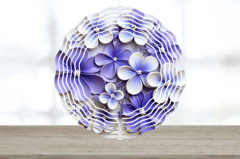3D Elegant Periwinkle Flowers Wind Spinner Sublimation Regulrcrative 